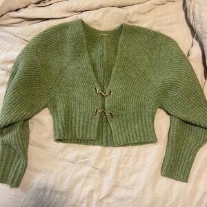Cult Gia Casella Green Ribbed Knit Sweater